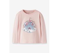 Langarmshirt NAME IT "NMFVEEN LS NREG TOP", Mädchen, Gr. 110, rosa (lotus print:castle), Jersey, Obermaterial: 100% Baumwolle, bedruckt, normal normal, Rundhals, Shirts Langarmshirt, Baumwolle, regula