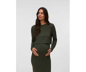 Langarmshirt MAMALICIOUS "MLKERRIE LS TOP AND SKIRT JRS SET NOOS", Damen, Gr. M, grün (forest night), Jersey, Obermaterial: 95% Baumwolle, 5% Elasthan, unifarben, regular fit normal, Rundhals, Shirts 