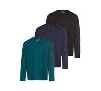 Langarmshirt MAN'S WORLD "neue Farbe ", Herren, Gr. 52/54 (L), schwarz (dk, grün, marine, schwarz), Single Jersey, Obermaterial: 100% Baumwolle, unifarben, Basic, regular fit, Rundhals, normaler Saum,