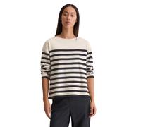 Langarmshirt MARC O'POLO "aus garngefärbtem Heavy-Slub-Jersey", Damen, Gr. S, dunkelblau, Obermaterial: 100% Baumwolle, gestreift, Basic, loose fit, Rundhals, normaler Saum, Shirts Langarmshirt (84340