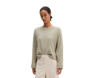 Langarmshirt MARC O'POLO "aus gebrushtem Single Jersey", Damen, Gr. XL, smooth sage, Obermaterial: 96% Baumwolle, 4% Elasthan, unifarben, Basic, oversize, Rundhals, normaler Saum, Shirts Langarmshirt
