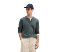 Langarmshirt MARC O'POLO "aus geripptem Interlock-Jersey", Herren, Gr. M, skipping stone, Obermaterial: 100% Baumwolle, unifarben, Basic, regular fit, Serafino, normaler Saum, Shirts Langarmshirt (890