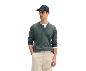 Langarmshirt MARC O'POLO "aus geripptem Interlock-Jersey", Herren, Gr. XL, skipping stone, Obermaterial: 100% Baumwolle, unifarben, Basic, regular fit, Serafino, normaler Saum, Shirts Langarmshirt (89