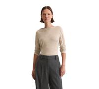 Langarmshirt MARC O'POLO "aus Melange-Jersey", Damen, Gr. XS, light beige, Obermaterial: 100% Lyocell, gestreift, Basic, regular fit, U-Boot-Ausschnitt, Babylock, Shirts Langarmshirt (83325266-XS) lig