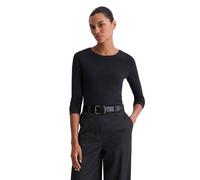 Langarmshirt MARC O'POLO "aus Organic-Cotton-Modal-Mix", Damen, Gr. S, deep night blau, Obermaterial: 52% Baumwolle, 48% Modal, unifarben, Basic, slim fit, Rundhals, normaler Saum, Shirts Langarmshirt