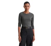 Langarmshirt MARC O'POLO "aus Organic-Cotton-Modal-Mix", Damen, Gr. XL, warm granite melange, Obermaterial: 52% Baumwolle, 48% Modal, unifarben, Basic, slim fit, Rundhals, normaler Saum, Shirts Langar