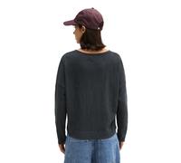 Langarmshirt MARC O'POLO "aus Organic Cotton-Qualität", Damen, Gr. M, schwarz (martime blau), Obermaterial: 100% Baumwolle, unifarben, Basic, oversize, U-Boot-Ausschnitt, normaler Saum, Shirts Langarm