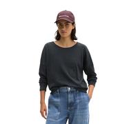 Langarmshirt MARC O'POLO "aus Organic Cotton-Qualität", Damen, Gr. S, schwarz (martime blau), Obermaterial: 100% Baumwolle, unifarben, Basic, oversize, U-Boot-Ausschnitt, normaler Saum, Shirts Langarm