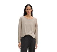 Langarmshirt MARC O'POLO "aus Organic Cotton-Qualität", Damen, Gr. XL, beige (natural), Obermaterial: 100% Baumwolle, unifarben, Basic, oversize, U-Boot-Ausschnitt, normaler Saum, Shirts Langarmshirt 