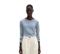 Langarmshirt MARC O'POLO "aus Organic-Cotton-Slub-Jersey", Damen, Gr. S, blau (light blau), Obermaterial: 100% Baumwolle, gestreift, Basic, regular fit, U-Boot-Ausschnitt, normaler Saum, Shirts Langar