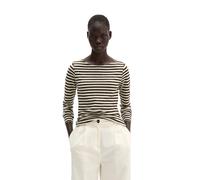 Langarmshirt MARC O'POLO "aus Organic-Cotton-Slub-Jersey", Damen, Gr. S, braun (schwarz), Obermaterial: 100% Baumwolle, gestreift, Basic, regular fit, U-Boot-Ausschnitt, normaler Saum, Shirts Langarms