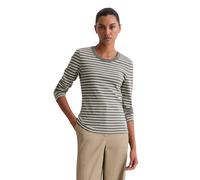Langarmshirt MARC O'POLO "aus reiner Bio-Baumwolle", Damen, Gr. S, dunkelgrau, Obermaterial: 100% Baumwolle, gestreift, Basic, regular fit, Rundhals, normaler Saum, Shirts Langarmshirt (84917954-S) du