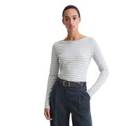 Langarmshirt MARC O'POLO "aus Slubjersey", Damen, Gr. L, light blau, Obermaterial: 100% Baumwolle, gestreift, Basic, regular fit, U-Boot-Ausschnitt, normaler Saum, Shirts Langarmshirt (86351350-L) lig