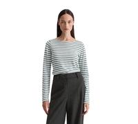 Langarmshirt MARC O'POLO "aus Slubjersey", Damen, Gr. M, medium blau, Obermaterial: 100% Baumwolle, gestreift, Basic, regular fit, U-Boot-Ausschnitt, normaler Saum, Shirts Langarmshirt (99992467-M) me