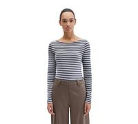 Langarmshirt MARC O'POLO "aus Slubjersey", Damen, Gr. S, medium blau, Obermaterial: 100% Baumwolle, gestreift, Basic, regular fit, U-Boot-Ausschnitt, normaler Saum, Shirts Langarmshirt (91334560-S) me