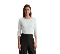 Langarmshirt MARC O'POLO "aus TENCEL™ Modal-Baumwolle-Mix", Damen, Gr. M, silbery blau, Obermaterial: 46% Modal, 46% Baumwolle, 8% Elasthan, unifarben, Basic, slim fit, Rundhals, Shirts Langarmshirt (