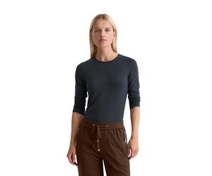 Langarmshirt MARC O'POLO "aus TENCEL™ Modal-Baumwolle-Mix", Damen, Gr. XL, schwarz navy, Obermaterial: 46% Modal, 46% Baumwolle, 8% Elasthan, unifarben, Basic, slim fit, Rundhals, Babylock, Shirts Lan