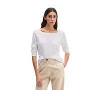 Langarmshirt MARC O'POLO "aus weichem Baumwoll-Single-Jersey", Damen, Gr. S, grau weiß, Obermaterial: 100% Baumwolle, unifarben, Basic, regular fit, U-Boot-Ausschnitt, Rippbündchen, Shirts Langarmshir