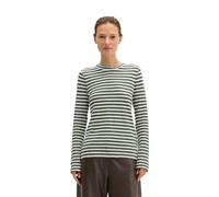 Langarmshirt MARC O'POLO "aus weichem Slub-Jersey", Damen, Gr. XXS, grün (dunkelgrün), Obermaterial: 100% Baumwolle, gestreift, Basic, regular fit, Rundhals, normaler Saum, Shirts Langarmshirt (996822