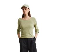 Langarmshirt MARC O'POLO, Damen, Gr. L, smooth sage, Single Jersey, Obermaterial: 100% Baumwolle, regular fit hüftbedeckend, U-Boot-Ausschnitt, abgesteppt, Shirts Langarmshirt, mit Flammgarn-Struktur 