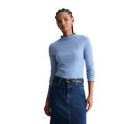 Langarmshirt MARC O'POLO DENIM "aus Bio-Baumwoll-Mix", Damen, Gr. XXL, medium blau, Obermaterial: 96% Baumwolle, 4% Elasthan, unifarben, Basic, slim fit, Babylock, Shirts Langarmshirt (33402260-XXL) m