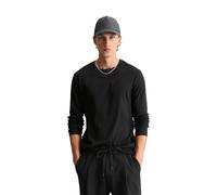 Langarmshirt MARC O'POLO DENIM "aus geripptem Bio-Baumwoll-Jersey", Herren, Gr. L, schwarz, Obermaterial: 95% Baumwolle, 5% Elasthan, unifarben, Basic, regular fit, normaler Saum, Shirts Langarmshirt