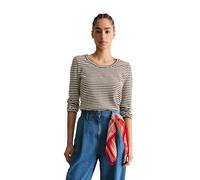 Langarmshirt MARC O'POLO DENIM "aus Heavy Slub Jersey", Damen, Gr. XL, schwarz braun, Obermaterial: 100% Baumwolle, gestreift, Basic, regular fit, Rundhals, normaler Saum, Shirts Langarmshirt (3179261
