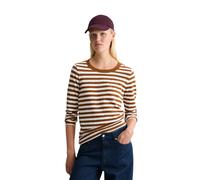 Langarmshirt MARC O'POLO DENIM "aus Heavy Slub Jersey", Damen, Gr. XS, braun (medium braun), Obermaterial: 100% Baumwolle, gestreift, regular fit, normaler Saum, Shirts Langarmshirt (35313640-XS) medi