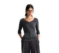 Langarmshirt MARC O'POLO DENIM "aus Loose Knit Jersey", Damen, Gr. L, grau (light graphite), Obermaterial: 100% Baumwolle, unifarben, Basic, slim fit, V-Ausschnitt, normaler Saum, Shirts Langarmshirt