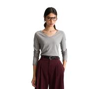 Langarmshirt MARC O'POLO DENIM "aus Loose Knit Jersey", Damen, Gr. L, grau (stone melange), Obermaterial: 100% Baumwolle, unifarben, Basic, slim fit, V-Ausschnitt, normaler Saum, Shirts Langarmshirt (