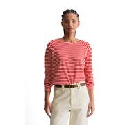 Langarmshirt MARC O'POLO DENIM "aus Loose Knit Jersey", Damen, Gr. M, light rot, Obermaterial: 100% Baumwolle, gestreift, Basic, relaxed fit, Rundhals, normaler Saum, Shirts Langarmshirt (69591140-M)