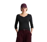 Langarmshirt MARC O'POLO DENIM "aus Loose Knit Jersey", Damen, Gr. XL, schwarz, Obermaterial: 100% Baumwolle, unifarben, Basic, slim fit, V-Ausschnitt, normaler Saum, Shirts Langarmshirt (10450634-XL)