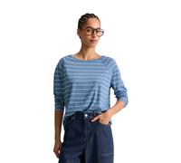 Langarmshirt MARC O'POLO DENIM "aus Loose Knit Jersey", Damen, Gr. XS, blau (medium blau), Obermaterial: 100% Baumwolle, gestreift, Basic, relaxed fit, Rundhals, normaler Saum, Shirts Langarmshirt (44