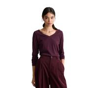 Langarmshirt MARC O'POLO DENIM "aus Loose Knit Jersey", Damen, Gr. XS, lila (mahagony jam), Obermaterial: 100% Baumwolle, unifarben, Basic, slim fit, V-Ausschnitt, normaler Saum, Shirts Langarmshirt (