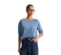 Langarmshirt MARC O'POLO DENIM "aus Loose Knit Jersey", Damen, Gr. XXS, blau (medium blau), Obermaterial: 100% Baumwolle, gestreift, Basic, relaxed fit, Rundhals, normaler Saum, Shirts Langarmshirt (4