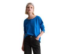 Langarmshirt MARC O'POLO DENIM "aus Organic Cotton", Damen, Gr. L, blau (pale cobalt), Obermaterial: 100% Baumwolle, unifarben, Basic, relaxed fit, Serafino, Shirts Langarmshirt (72271445-L) pale coba