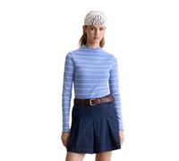 Langarmshirt MARC O'POLO DENIM "aus Organic Cotton-Stretch-Jersey", Damen, Gr. L, blau (medium blau), Obermaterial: 97% Baumwolle, 3% Elasthan, gestreift, gerade, Babylock, Shirts Langarmshirt (206050