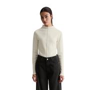 Langarmshirt MARC O'POLO DENIM "aus Organic Cotton-Stretch-Jersey", Damen, Gr. S, silky weiß, Obermaterial: 97% Baumwolle, 3% Elasthan, unifarben, gerade, Babylock, Shirts Langarmshirt (18475044-S) si