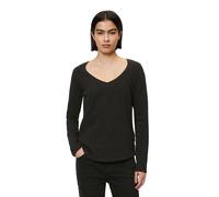 Langarmshirt MARC O'POLO DENIM "aus Premium Organic Cotton", Damen, Gr. XL, schwarz, Obermaterial: 100% Baumwolle, unifarben, Basic, regular fit, V-Ausschnitt, Rollkante, Shirts Langarmshirt (78211861