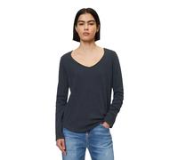 Langarmshirt MARC O'POLO DENIM "aus Premium Organic Cotton", Damen, Gr. XS, blau (scandinavian blau), Obermaterial: 100% Baumwolle, unifarben, Basic, regular fit, V-Ausschnitt, Rollkante, Shirts Langa
