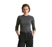 Langarmshirt MARC O'POLO DENIM, Damen, Gr. L, grau (light graphite), Rippware, Obermaterial: 96% Baumwolle, 4% Elasthan, unifarben, slim fit hüftbedeckend, Rundhals, abgesteppte Kante, Shirts Langarms