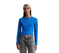Marc OߴPolo Denim Damen Langarmshirt mit Stretch-Anteil gerippt, Blau (Pale Cobalt), L