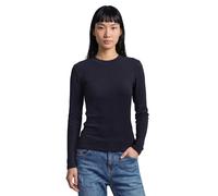 Langarmshirt MARC O'POLO DENIM "aus Rippjersey", Damen, Gr. L, schwarz (blau depths), Obermaterial: 96% Baumwolle, 4% Elasthan, unifarben, slim fit, Rundhals, normaler Saum, Shirts Langarmshirt (19173