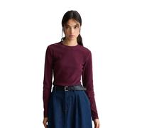 Langarmshirt MARC O'POLO DENIM "aus Rippjersey", Damen, Gr. XL, lila (mahagony jam), Obermaterial: 96% Baumwolle, 4% Elasthan, unifarben, Basic, slim fit, Rundhals, normaler Saum, Shirts Langarmshirt 