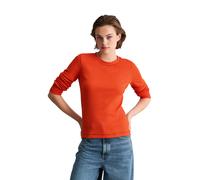 Langarmshirt MARC O'POLO DENIM "aus softem Bio-Baumwolle-Modal-Stretch-Jersey", Damen, Gr. L, orange (vivid orange), Obermaterial: 50% Baumwolle, 47% Modal, 3% Elasthan, unifarben, Basic, slim fit, Ru