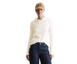 Langarmshirt MARC O'POLO DENIM "aus softem Bio-Baumwolle-Modal-Stretch-Jersey", Damen, Gr. XXL, silky weiß, Obermaterial: 50% Baumwolle, 47% Modal, 3% Elasthan, unifarben, Basic, slim fit, Zierbündche