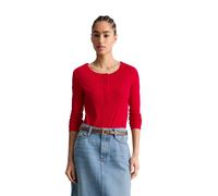 Langarmshirt MARC O'POLO DENIM "aus weichem Rippjersey", Damen, Gr. XL, carmine rot, Obermaterial: 96% Baumwolle, 4% Elasthan, unifarben, Basic, regular fit, Serafino, normaler Saum, Shirts Langarmshi