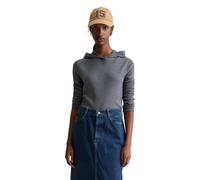 Marc OߴPolo Denim Damen Langarmshirt mit Kapuze Straight Fit, Grau (Asphalt Melange), XXS