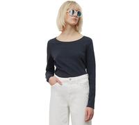 Langarmshirt MARC O'POLO DENIM, Damen, Gr. L, blau (marine), Slub, Obermaterial: 100% Baumwolle, unifarben, figurbetont hüftlang, U-Boot-Ausschnitt, abgesteppt, Shirts Langarmshirt, als tolles Langarm