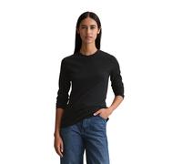 Langarmshirt MARC O'POLO DENIM, Damen, Gr. M, schwarz, Rippware, Obermaterial: 96% Baumwolle, 4% Elasthan, unifarben, slim fit normal, Rundhals, Langarm abgesteppte Kante, Shirts, Rundhalsausschnitt,